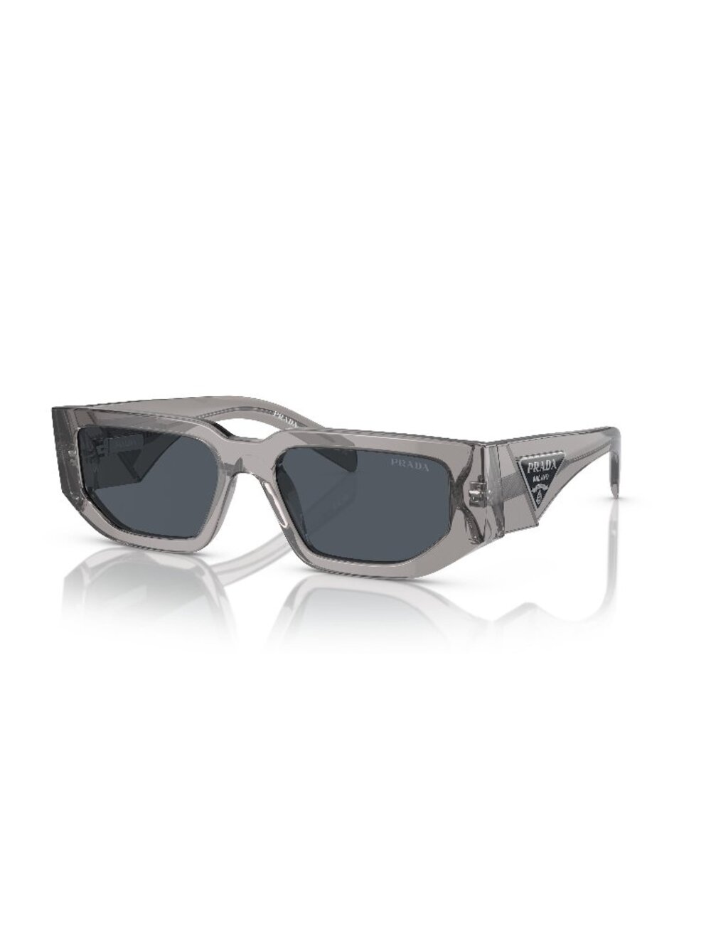 New Prada Men's Sunglasses Transparent Grey Square Lens Acetate Frame PR 09ZS 54